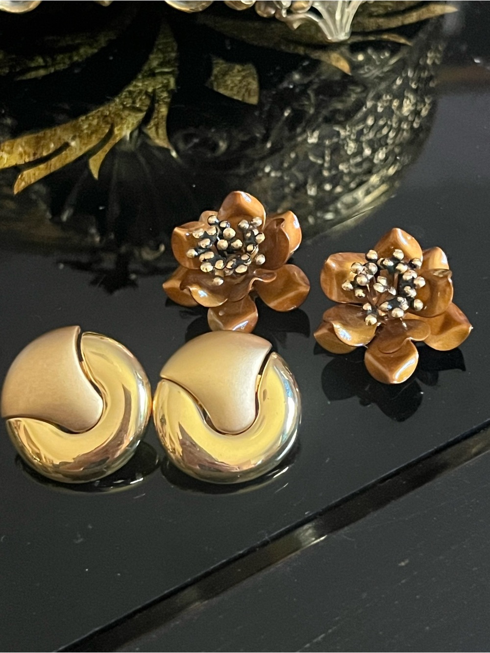 Pretty Two Pair Vintage Clip Earrings